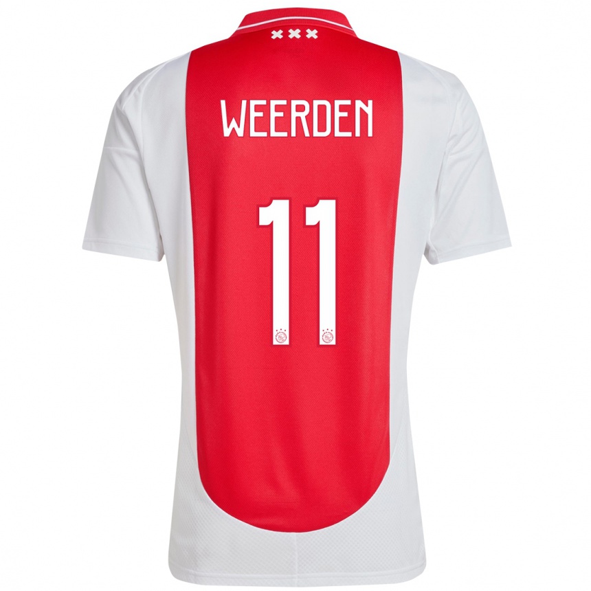 Kids Football Ashleigh Weerden #11 Red White Home Jersey 2024/25 T-Shirt Australia