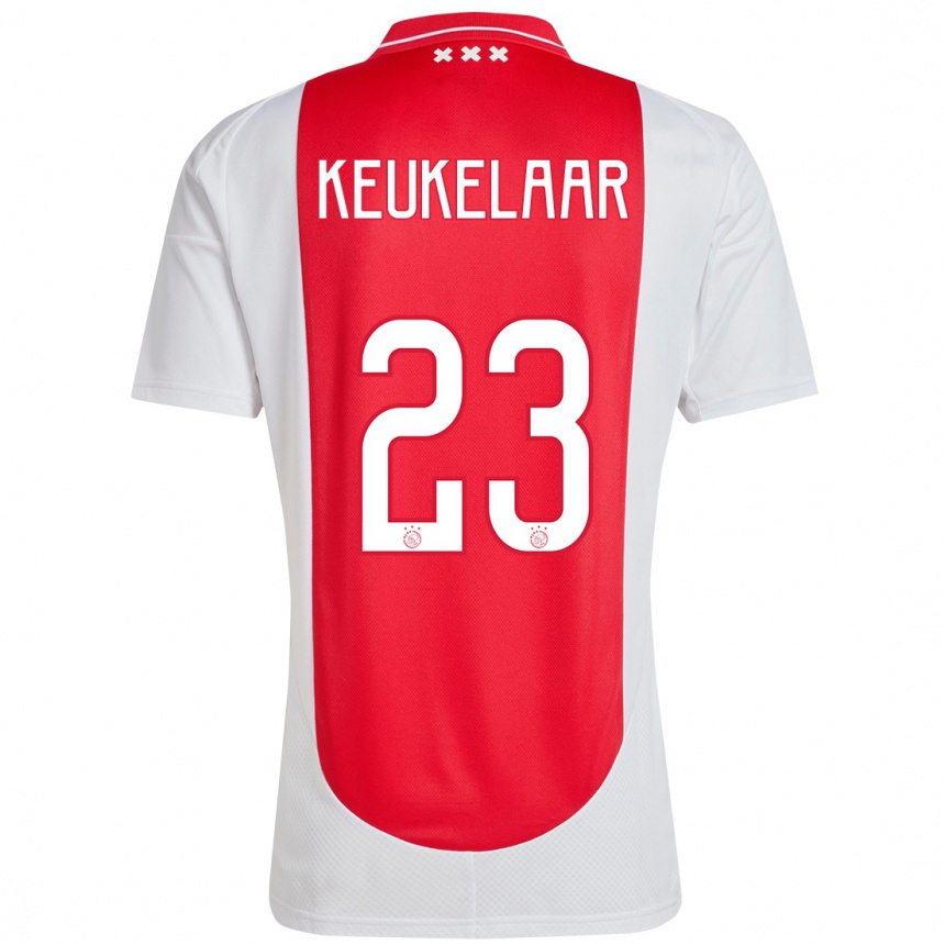 Kids Football Lotte Keukelaar #23 Red White Home Jersey 2024/25 T-Shirt Australia