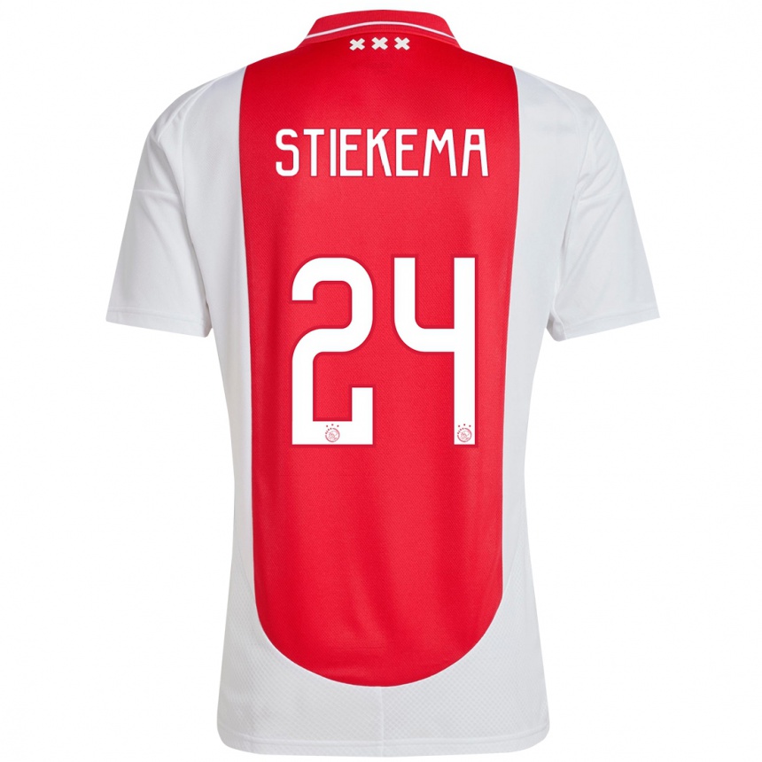 Kids Football Iris Stiekema #24 Red White Home Jersey 2024/25 T-Shirt Australia