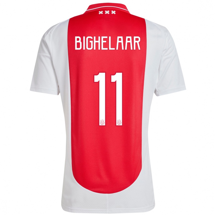 Kids Football Marjolijn Van Den Bighelaar #11 Red White Home Jersey 2024/25 T-Shirt Australia