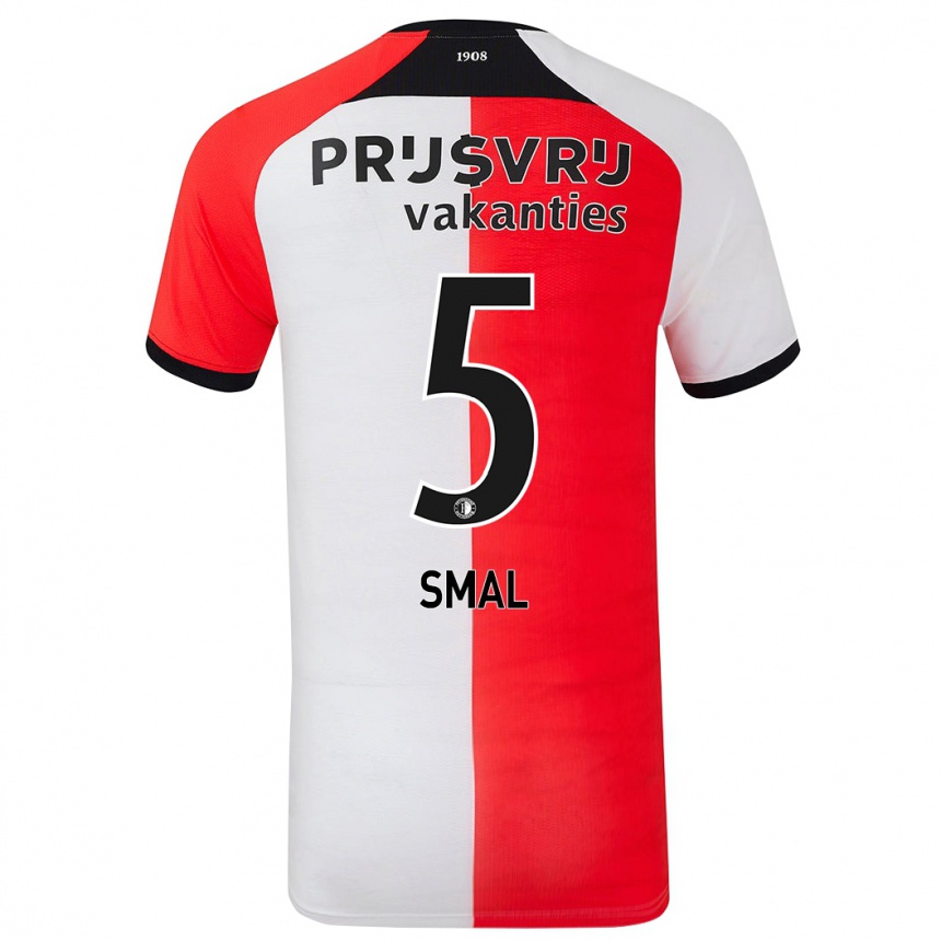 Kids Football Gijs Smal #5 Red White Home Jersey 2024/25 T-Shirt Australia