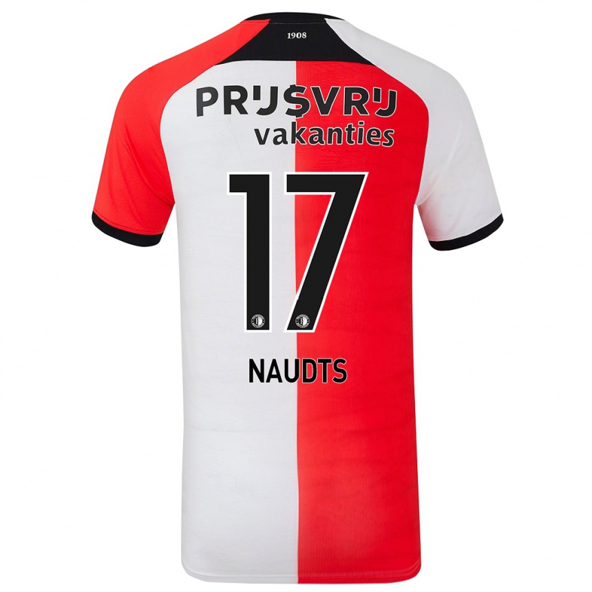 Kids Football Jamir Naudts #17 Red White Home Jersey 2024/25 T-Shirt Australia