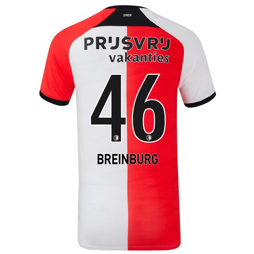 Kids Football Rainey Breinburg #46 Red White Home Jersey 2024/25 T-Shirt Australia