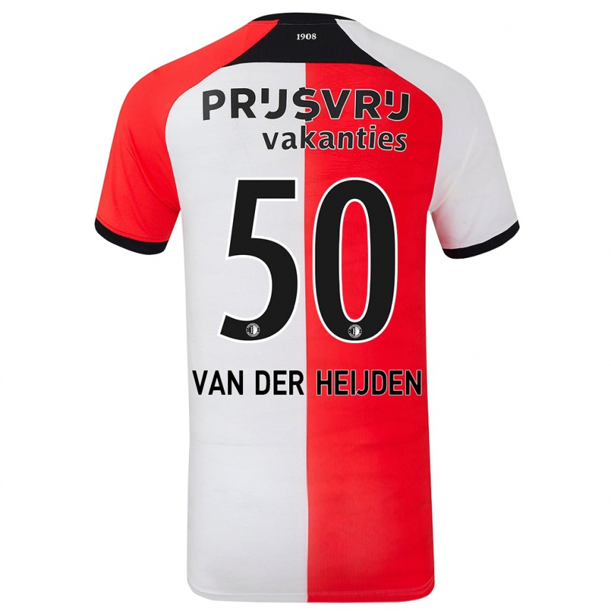 Kids Football Délano Van Der Heijden #50 Red White Home Jersey 2024/25 T-Shirt Australia