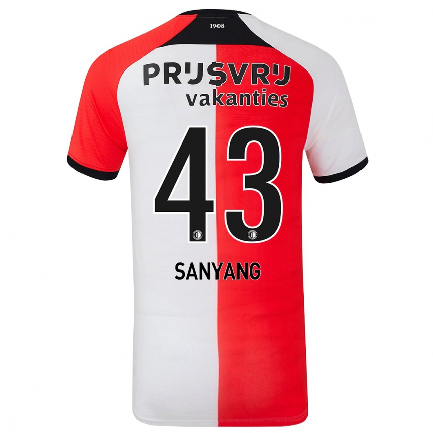 Kids Football Amadou-David Sanyang #43 Red White Home Jersey 2024/25 T-Shirt Australia