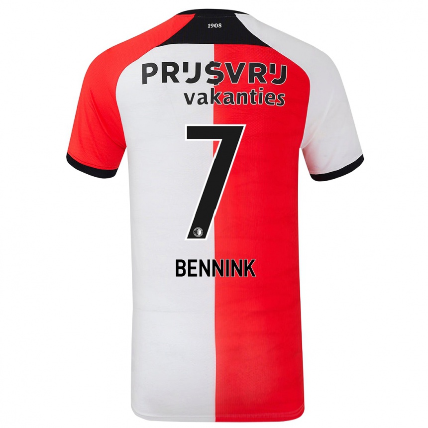 Kids Football Maxime Bennink #7 Red White Home Jersey 2024/25 T-Shirt Australia