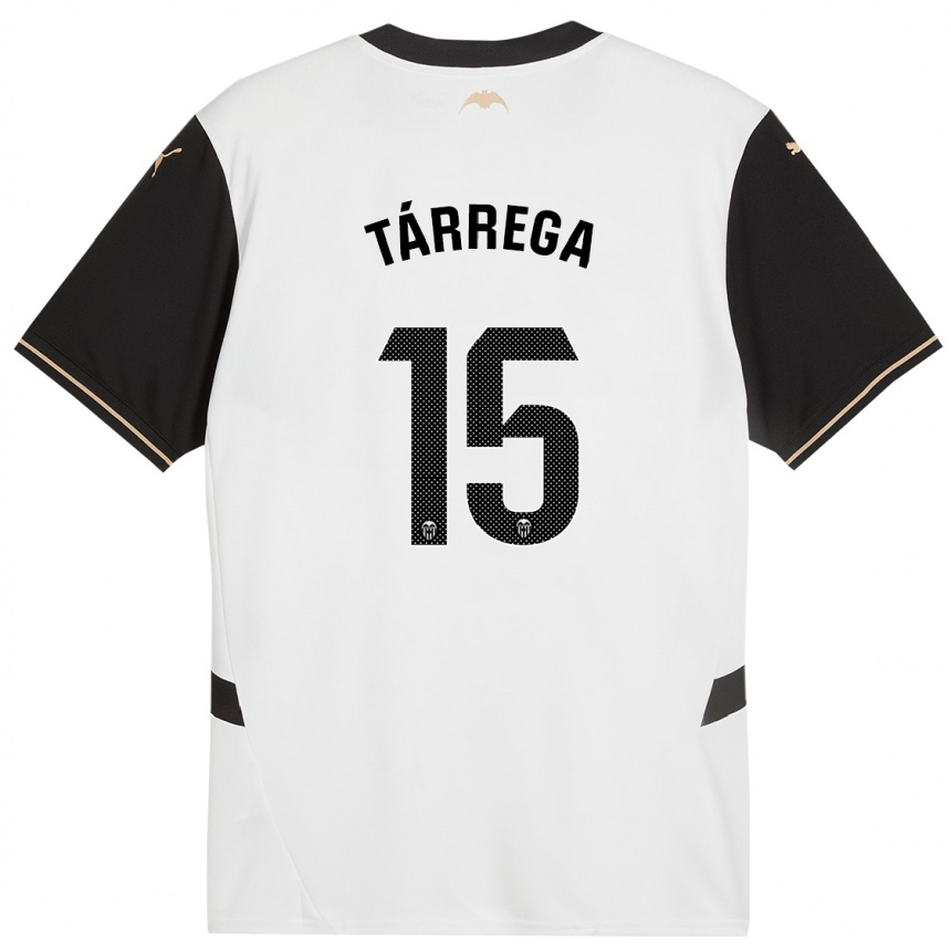 Kids Football César Tárrega #15 White Black Home Jersey 2024/25 T-Shirt Australia