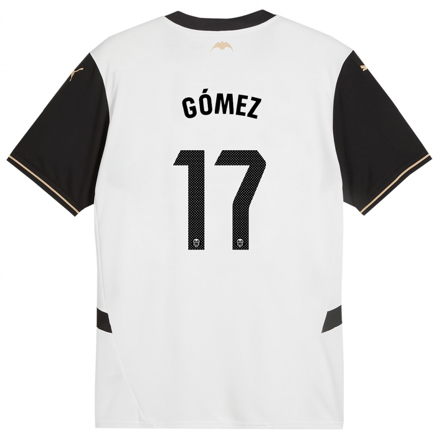 Kids Football Dani Gómez #17 White Black Home Jersey 2024/25 T-Shirt Australia