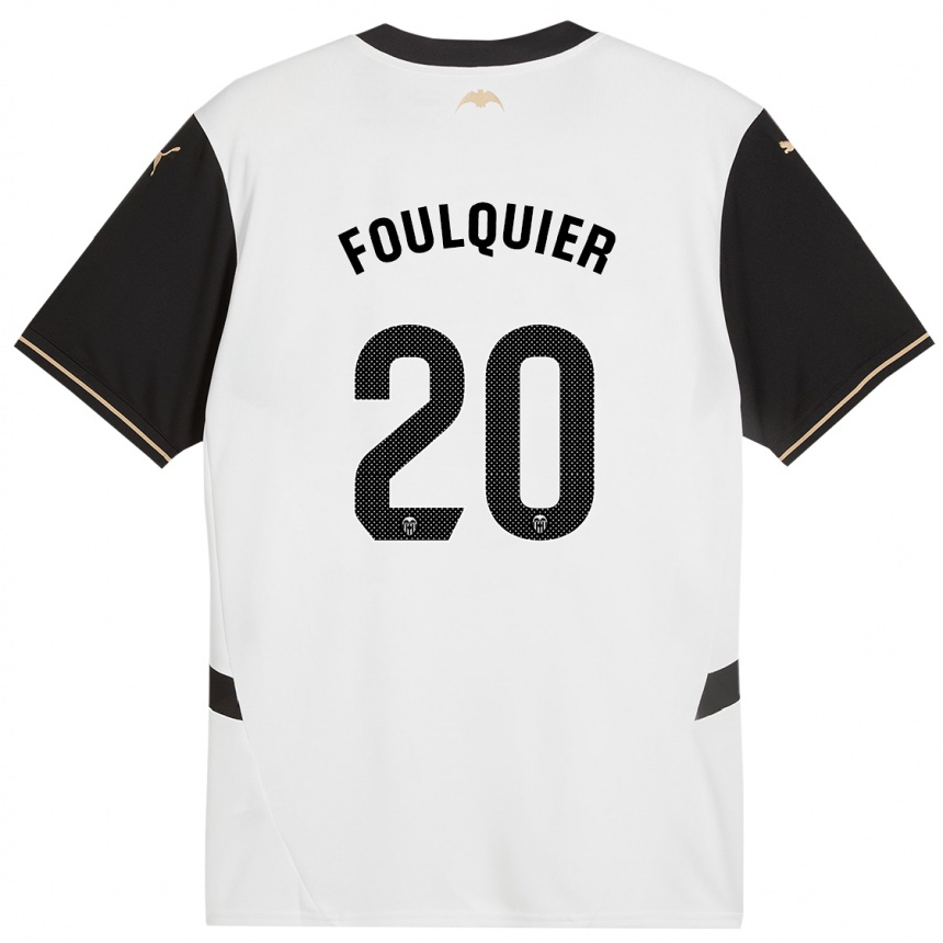 Kids Football Dimitri Foulquier #20 White Black Home Jersey 2024/25 T-Shirt Australia