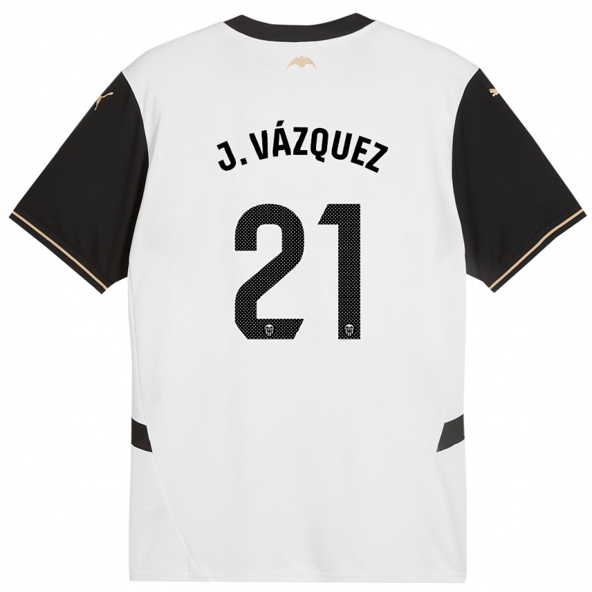 Kids Football Jesús Vázquez #21 White Black Home Jersey 2024/25 T-Shirt Australia