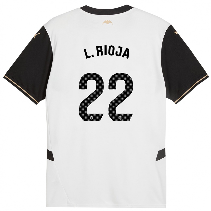 Kids Football Luis Rioja #22 White Black Home Jersey 2024/25 T-Shirt Australia