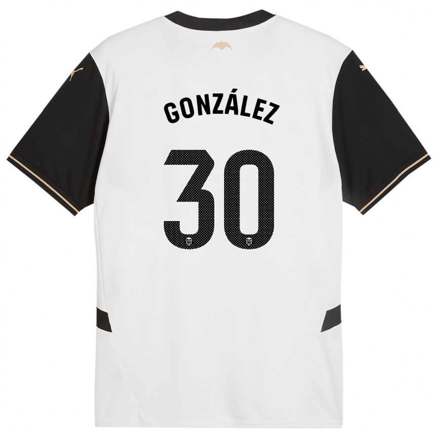 Kids Football Hugo González #30 White Black Home Jersey 2024/25 T-Shirt Australia