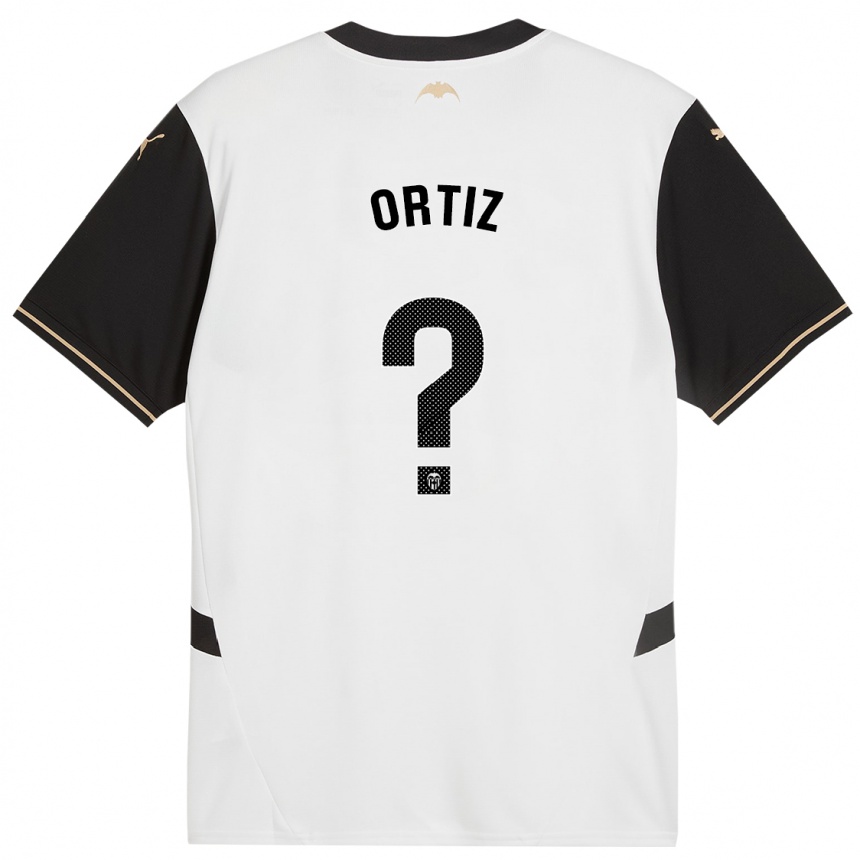 Kids Football Pablo Ortiz #0 White Black Home Jersey 2024/25 T-Shirt Australia