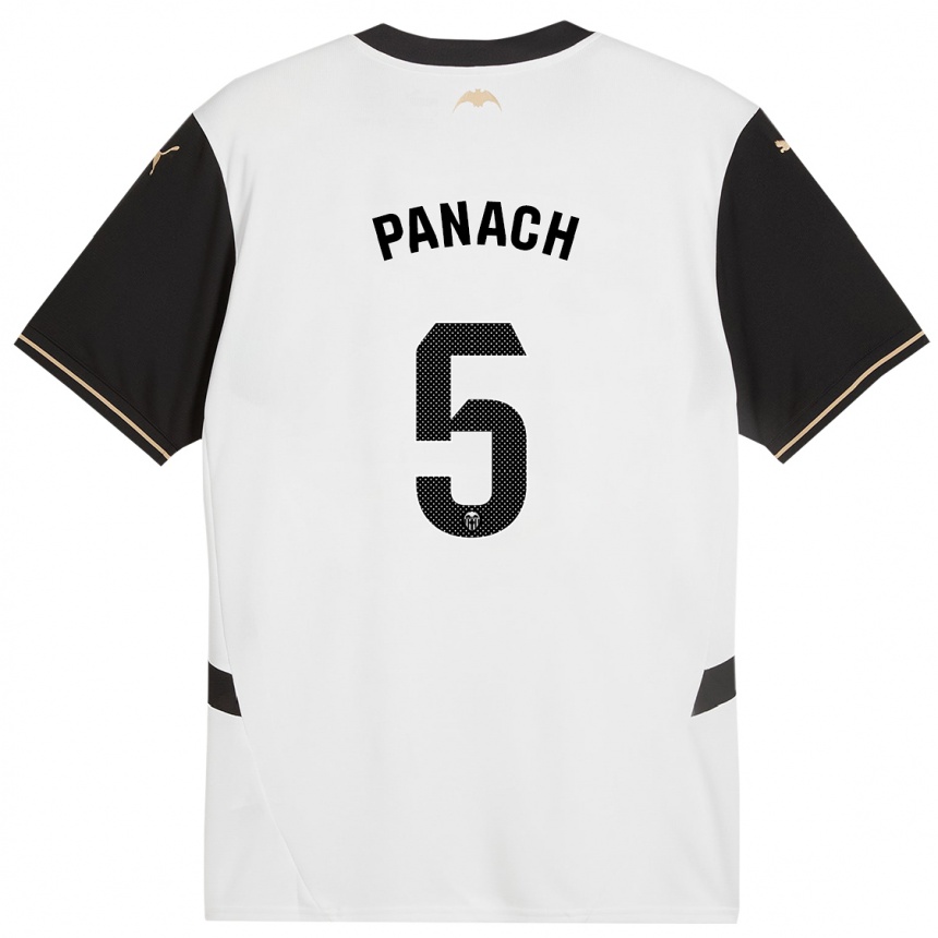 Kids Football Alejandro Panach #5 White Black Home Jersey 2024/25 T-Shirt Australia