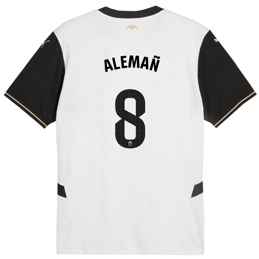 Kids Football Pedro Alemañ #8 White Black Home Jersey 2024/25 T-Shirt Australia