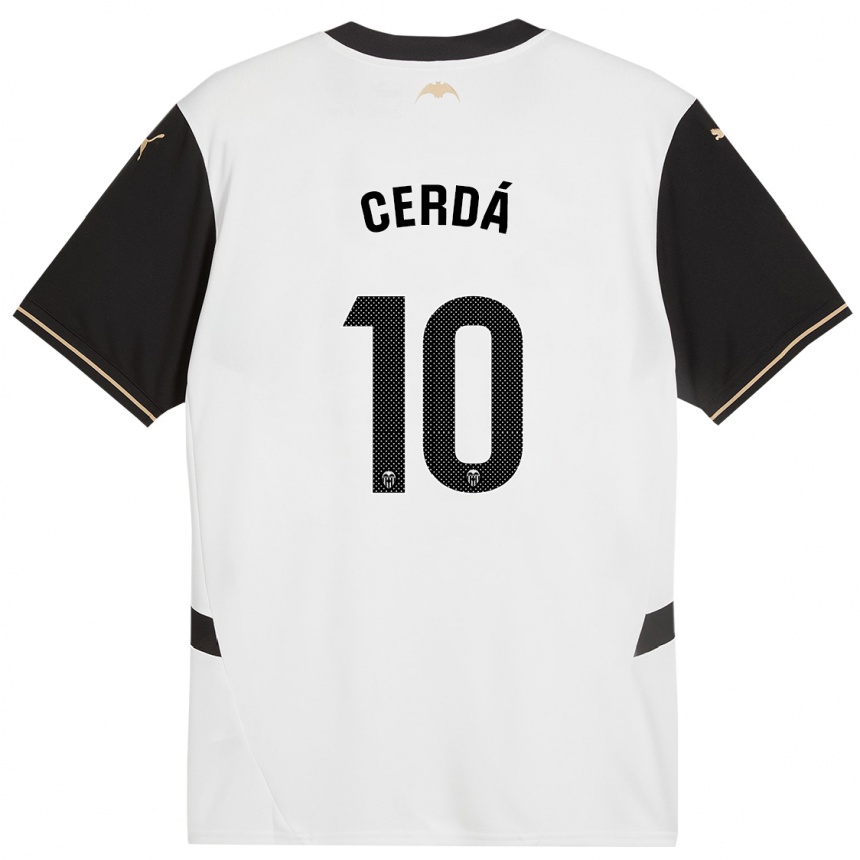 Kids Football Alex Cerdá #10 White Black Home Jersey 2024/25 T-Shirt Australia