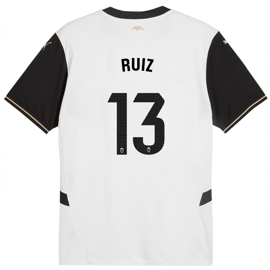 Kids Football Nil Ruiz #13 White Black Home Jersey 2024/25 T-Shirt Australia