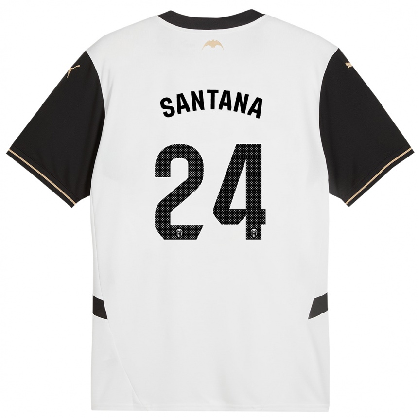 Kids Football Ismael Santana #24 White Black Home Jersey 2024/25 T-Shirt Australia