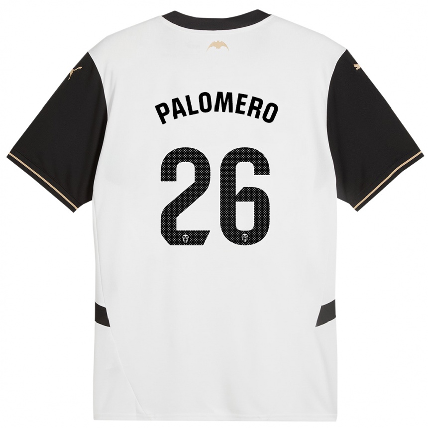 Kids Football Marc Palomero #26 White Black Home Jersey 2024/25 T-Shirt Australia