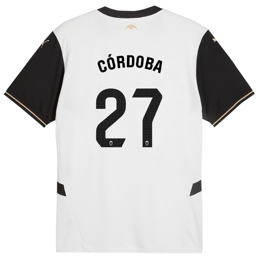 Kids Football Iker Córdoba #27 White Black Home Jersey 2024/25 T-Shirt Australia