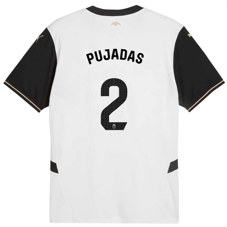 Kids Football Berta Pujadas #2 White Black Home Jersey 2024/25 T-Shirt Australia