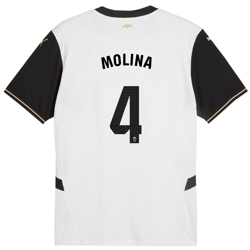 Kids Football María Molina #4 White Black Home Jersey 2024/25 T-Shirt Australia