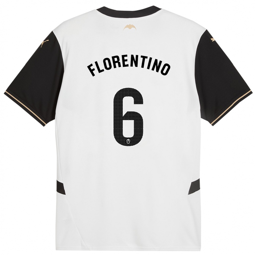 Kids Football Claudia Florentino #6 White Black Home Jersey 2024/25 T-Shirt Australia