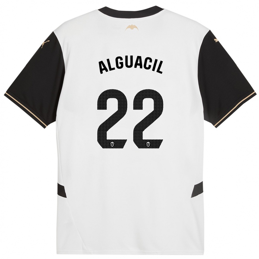 Kids Football Ainhoa Alguacil #22 White Black Home Jersey 2024/25 T-Shirt Australia