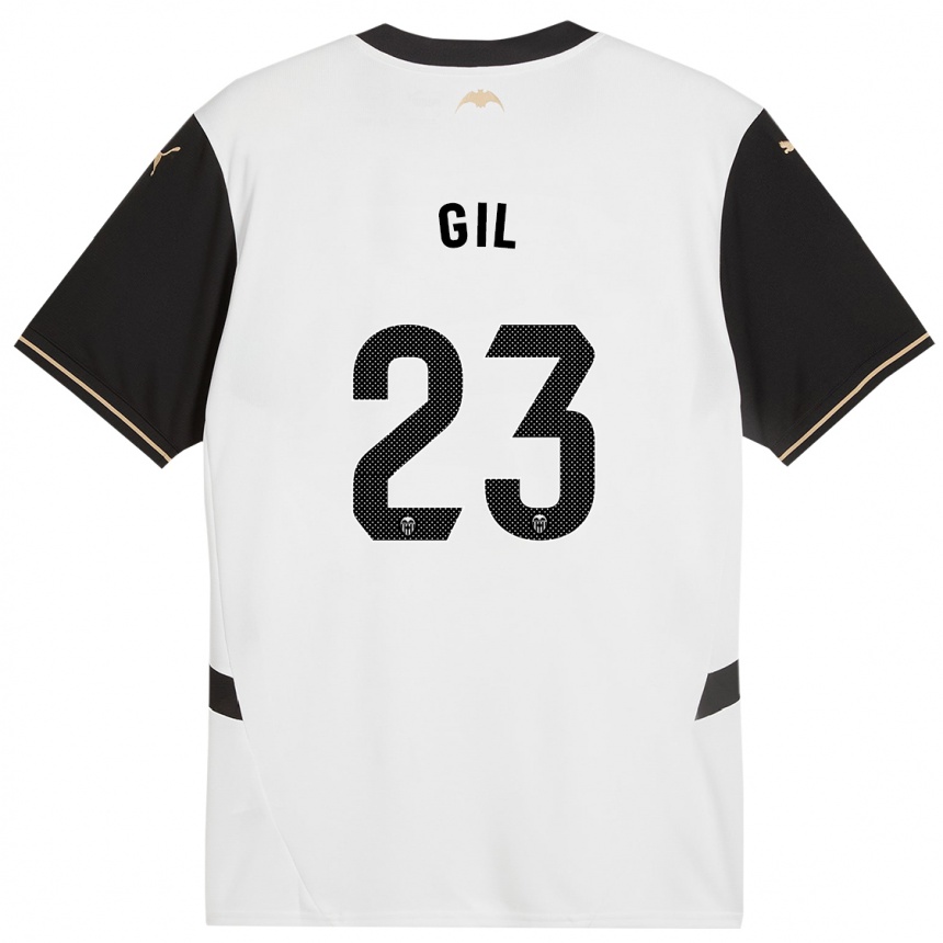 Kids Football Elena Gil #23 White Black Home Jersey 2024/25 T-Shirt Australia