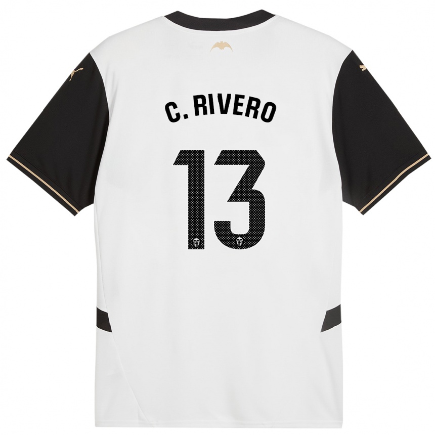 Kids Football Cristian Rivero #13 White Black Home Jersey 2024/25 T-Shirt Australia