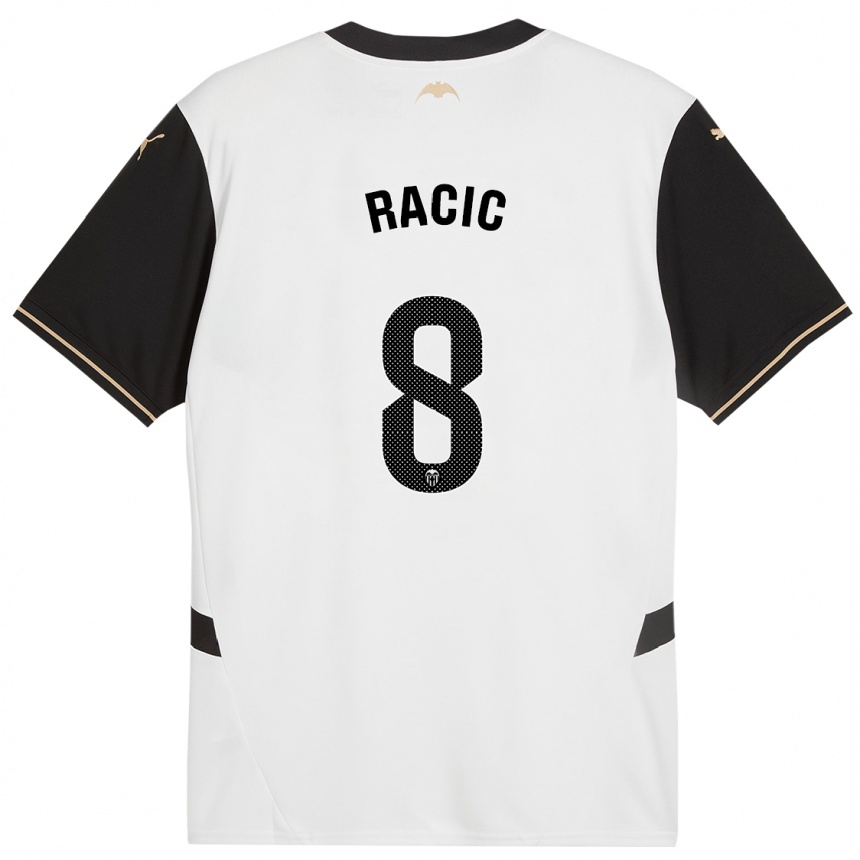 Kids Football Uros Racic #8 White Black Home Jersey 2024/25 T-Shirt Australia