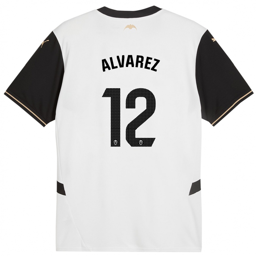 Kids Football Sofia Alvarez #12 White Black Home Jersey 2024/25 T-Shirt Australia