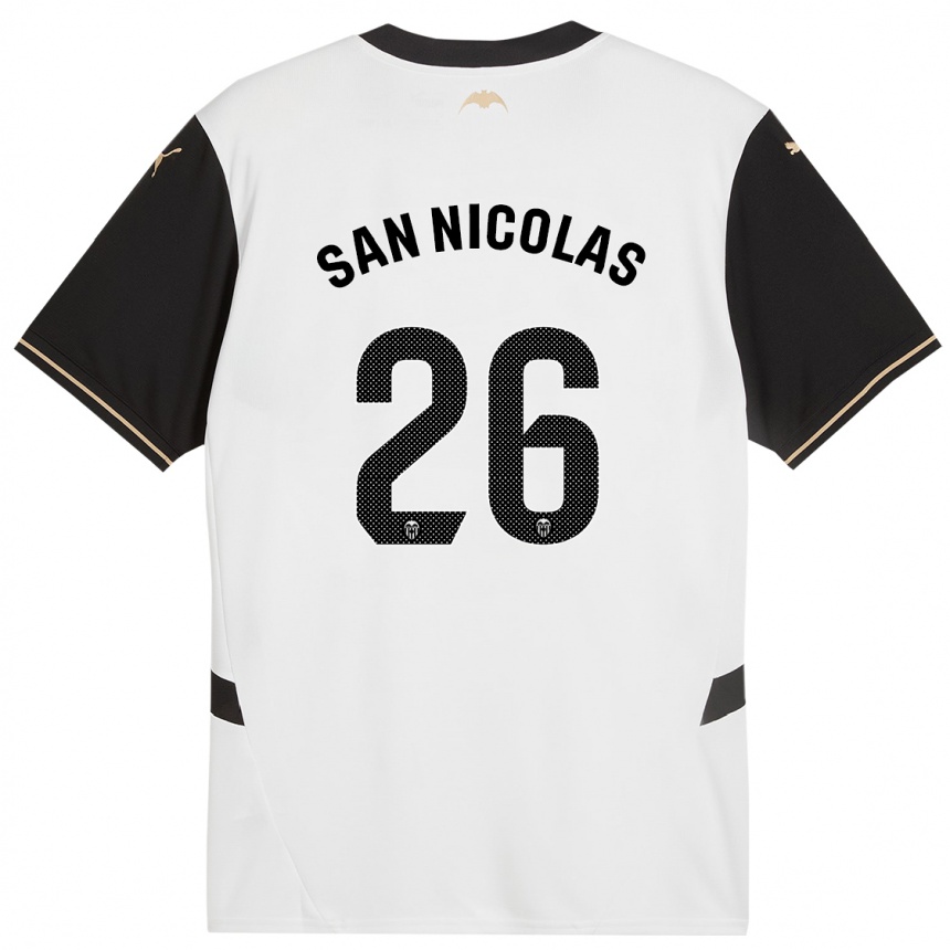 Kids Football Olga San Nicolas #26 White Black Home Jersey 2024/25 T-Shirt Australia