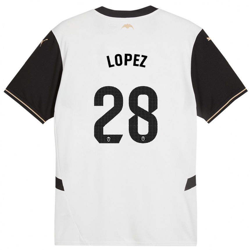 Kids Football Saray Lopez #28 White Black Home Jersey 2024/25 T-Shirt Australia