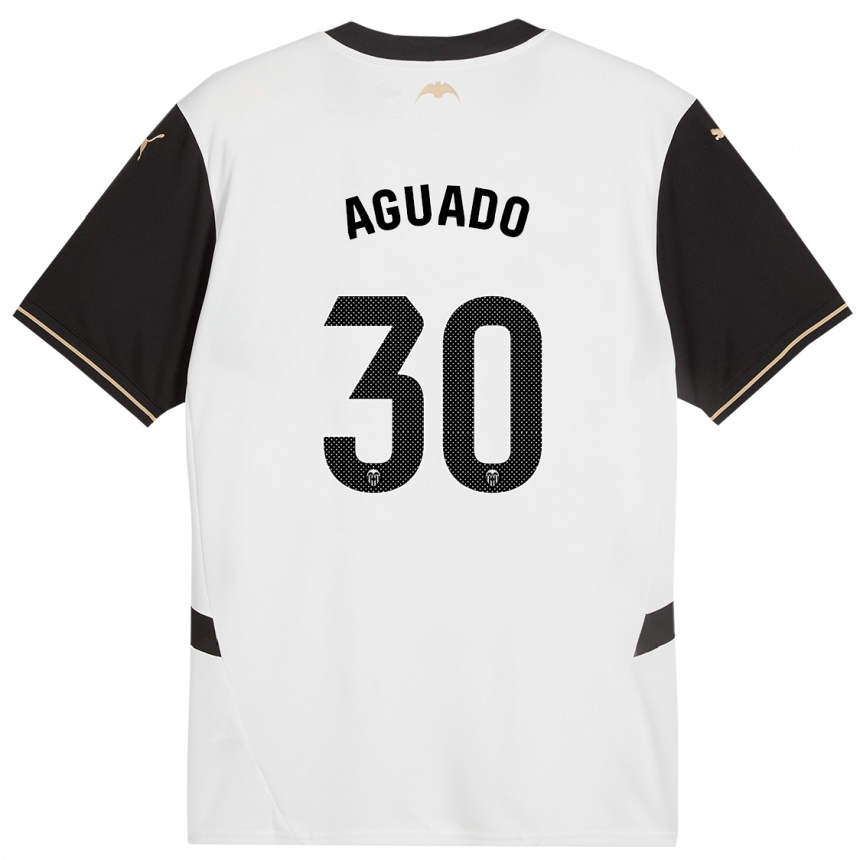 Kids Football Julia Aguado #30 White Black Home Jersey 2024/25 T-Shirt Australia