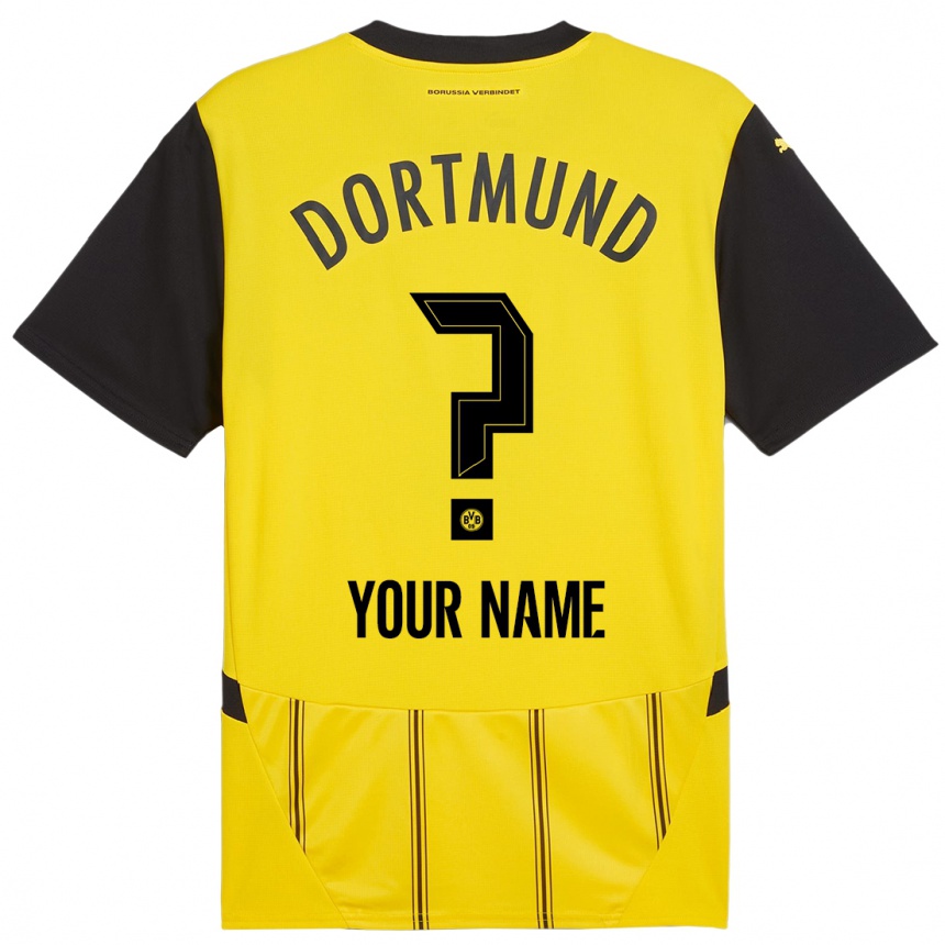 Kids Football Your Name #0 Yellow Black Home Jersey 2024/25 T-Shirt Australia