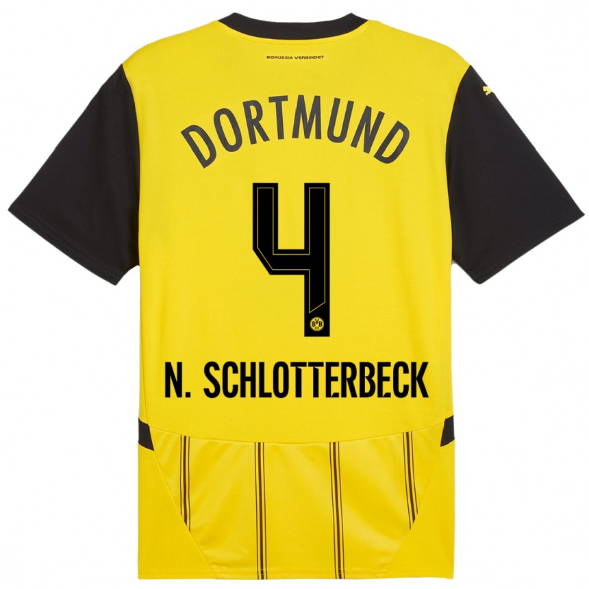 Kids Football Nico Schlotterbeck #4 Yellow Black Home Jersey 2024/25 T-Shirt Australia