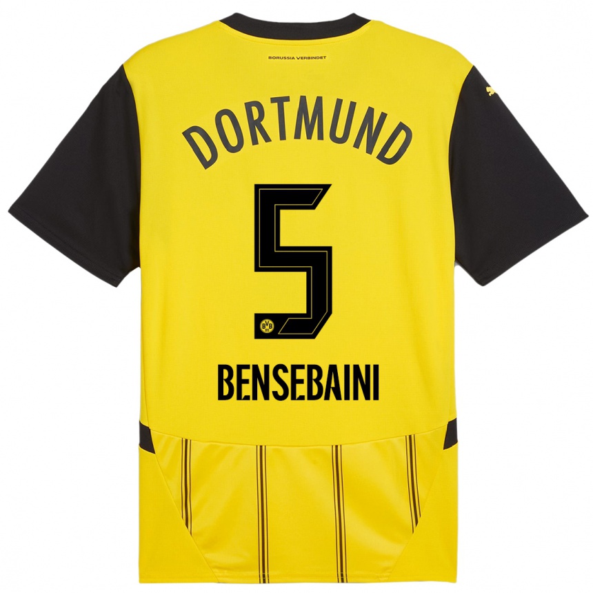 Kids Football Ramy Bensebaini #5 Yellow Black Home Jersey 2024/25 T-Shirt Australia