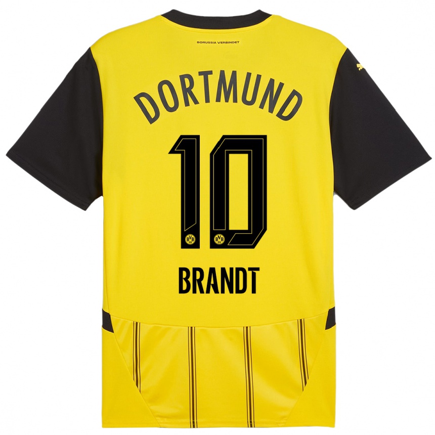 Kids Football Julian Brandt #10 Yellow Black Home Jersey 2024/25 T-Shirt Australia