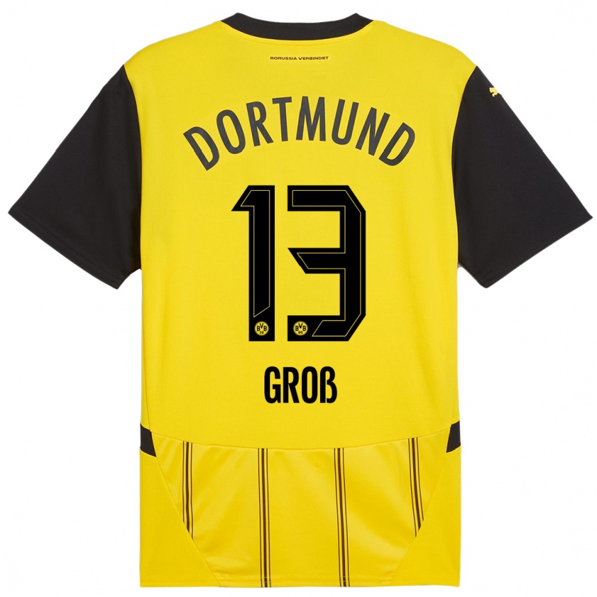 Kids Football Pascal Groß #13 Yellow Black Home Jersey 2024/25 T-Shirt Australia