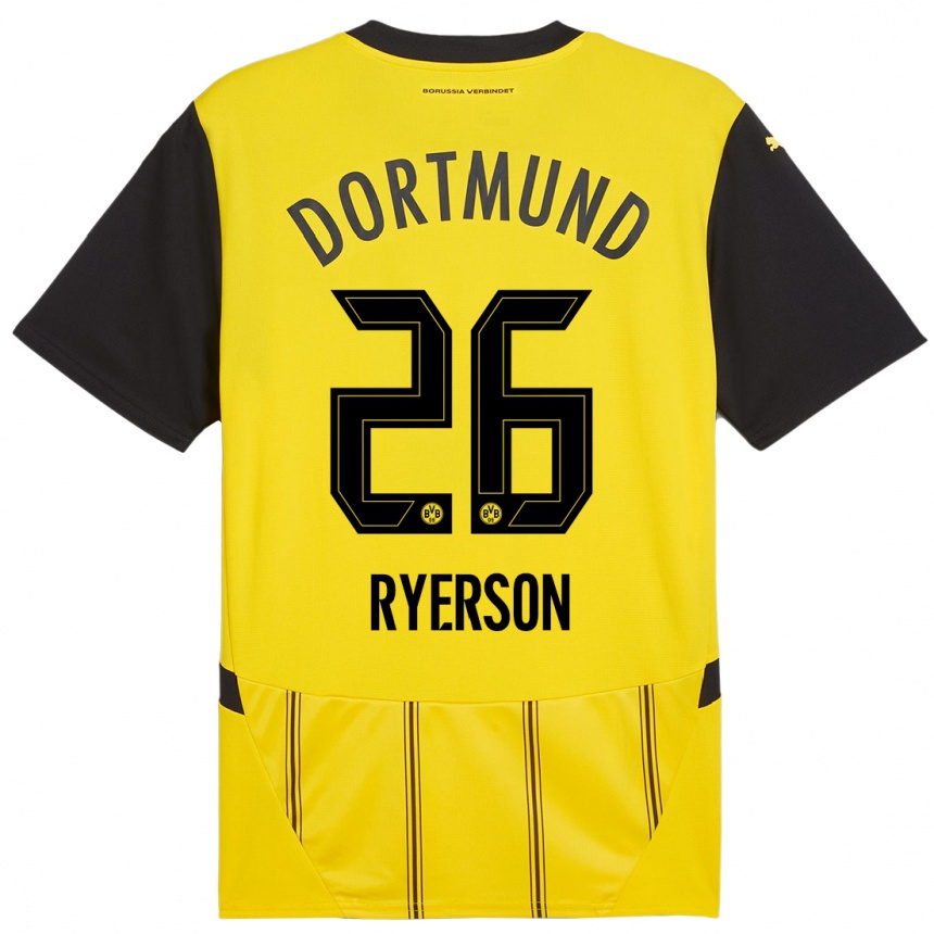 Kids Football Julian Ryerson #26 Yellow Black Home Jersey 2024/25 T-Shirt Australia