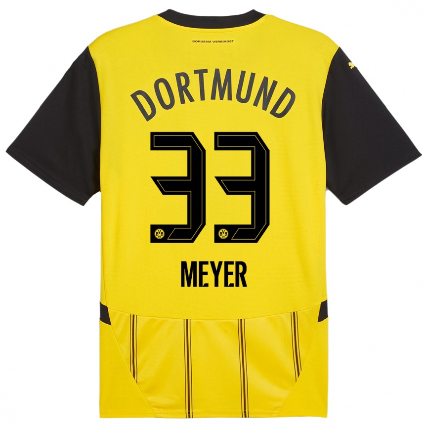 Kids Football Alexander Meyer #33 Yellow Black Home Jersey 2024/25 T-Shirt Australia