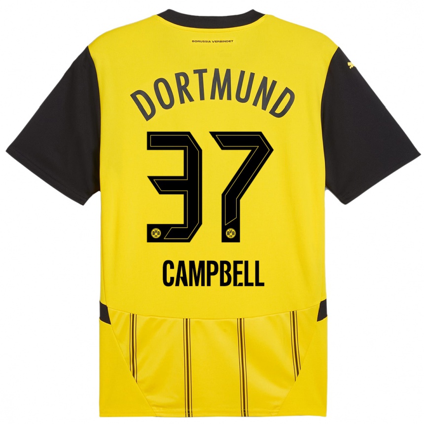 Kids Football Cole Campbell #37 Yellow Black Home Jersey 2024/25 T-Shirt Australia