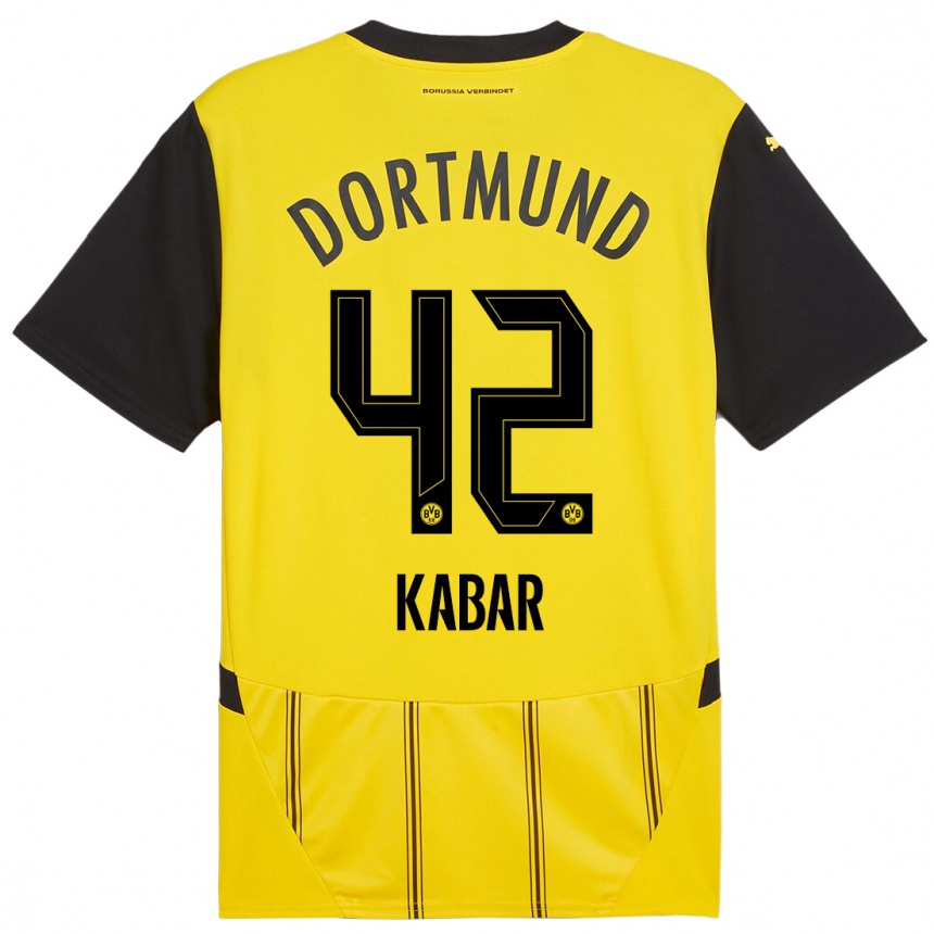 Kids Football Almugera Kabar #42 Yellow Black Home Jersey 2024/25 T-Shirt Australia