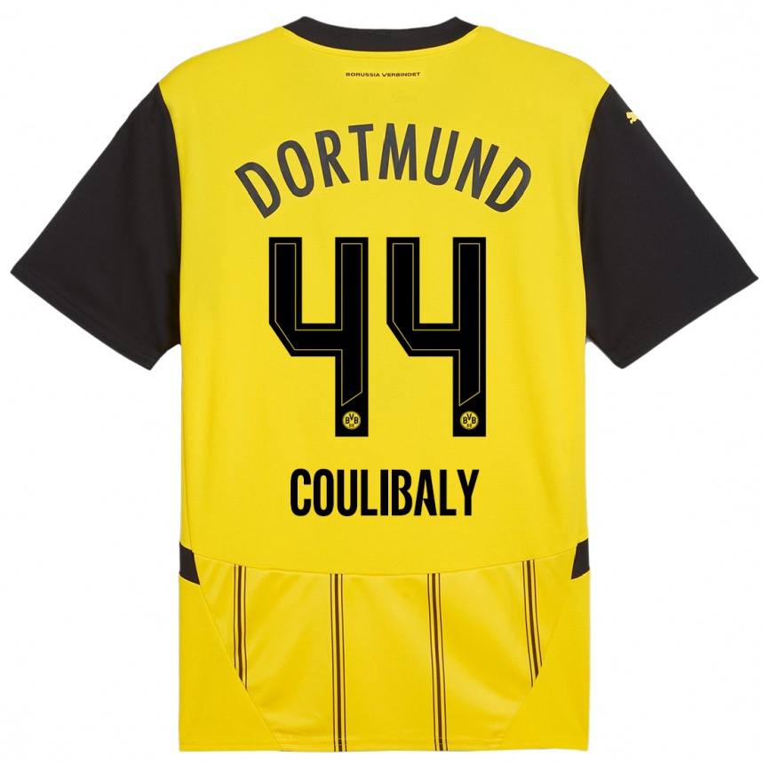 Kids Football Soumaila Coulibaly #44 Yellow Black Home Jersey 2024/25 T-Shirt Australia