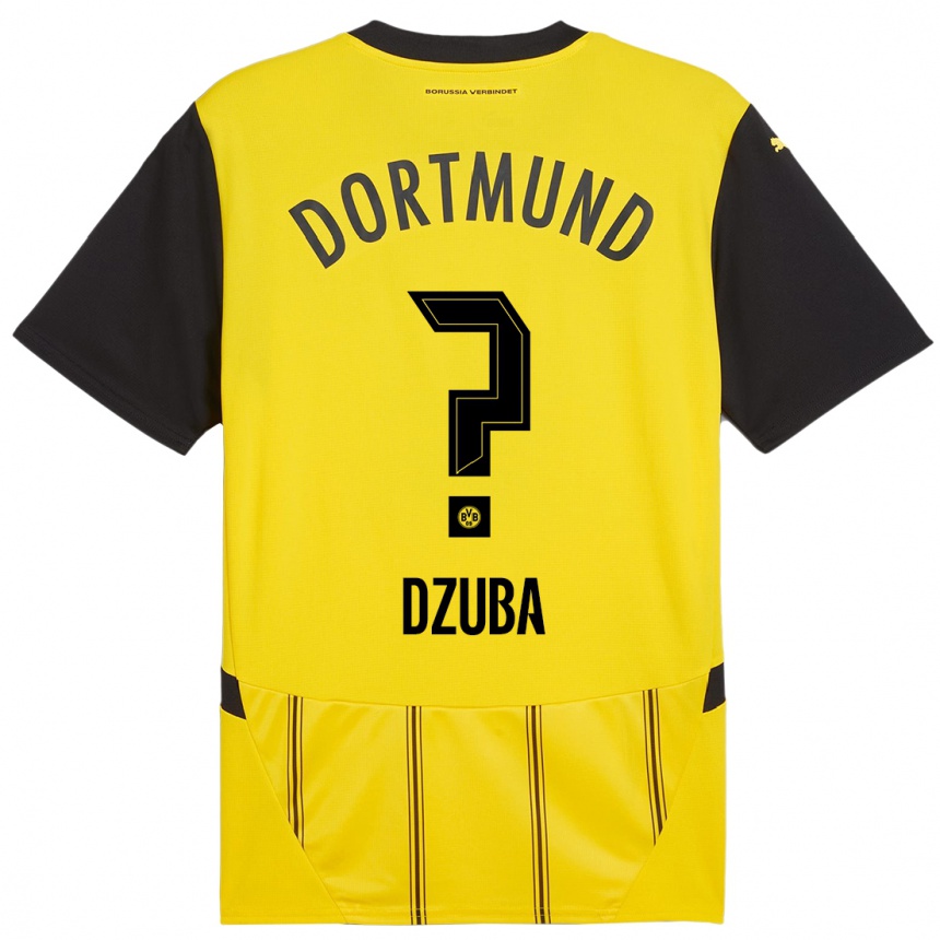 Kids Football Fabian Dzuba #0 Yellow Black Home Jersey 2024/25 T-Shirt Australia