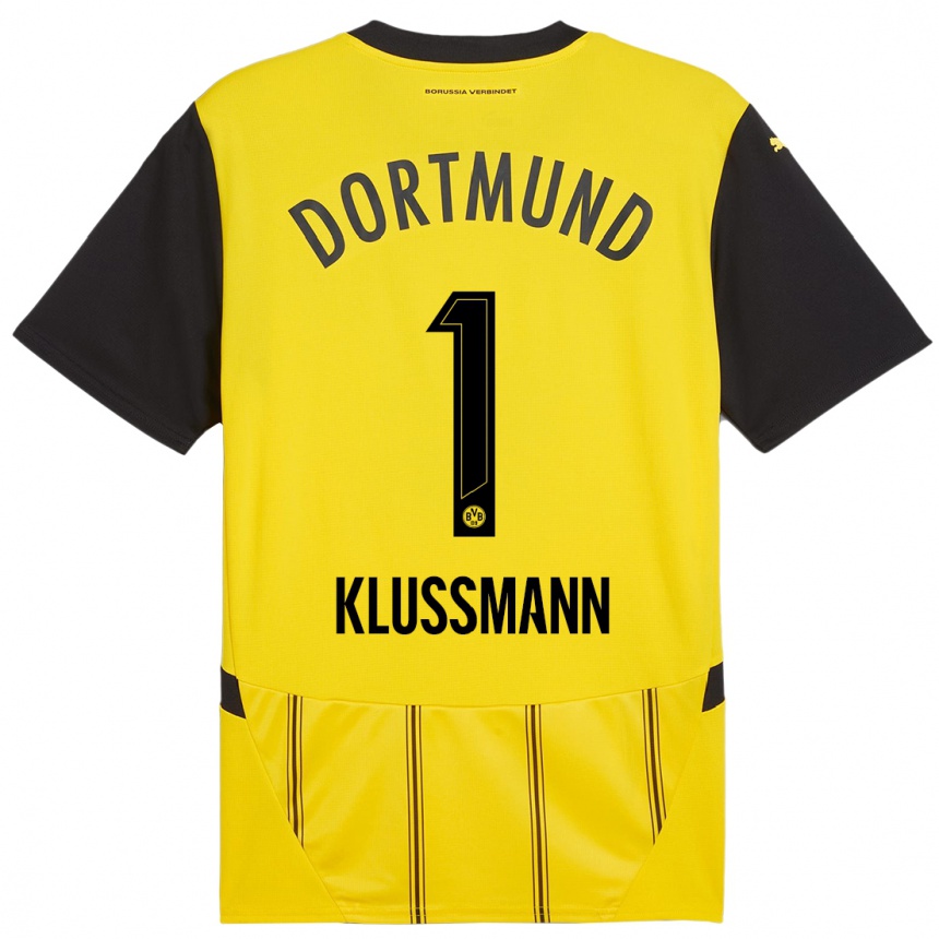 Kids Football Leon Klußmann #1 Yellow Black Home Jersey 2024/25 T-Shirt Australia