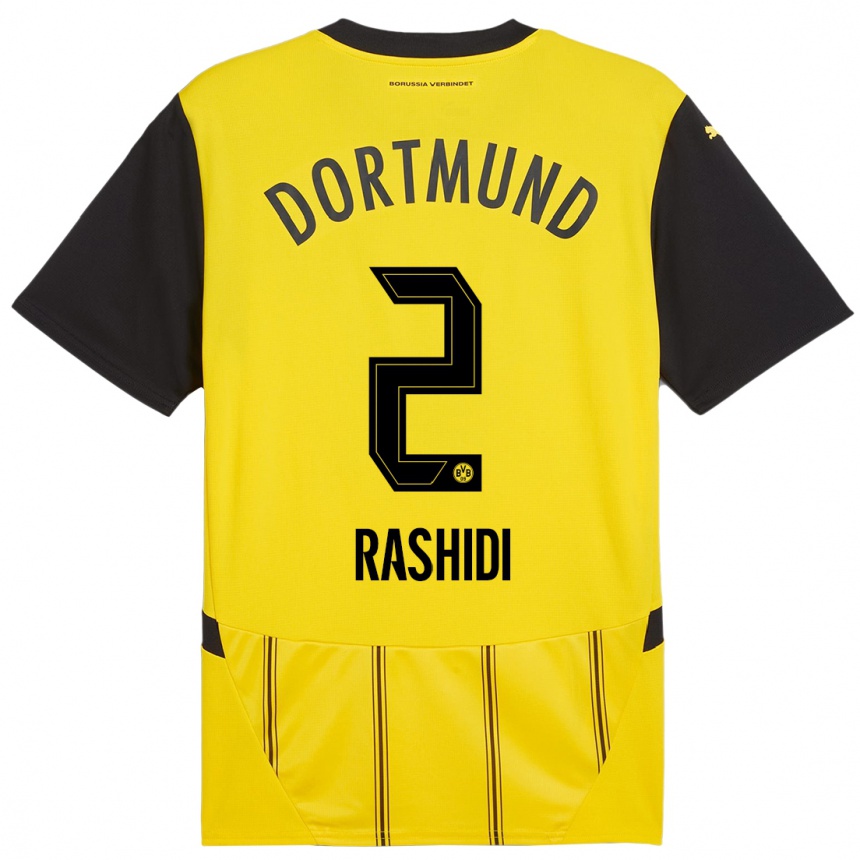 Kids Football William Rashidi #2 Yellow Black Home Jersey 2024/25 T-Shirt Australia