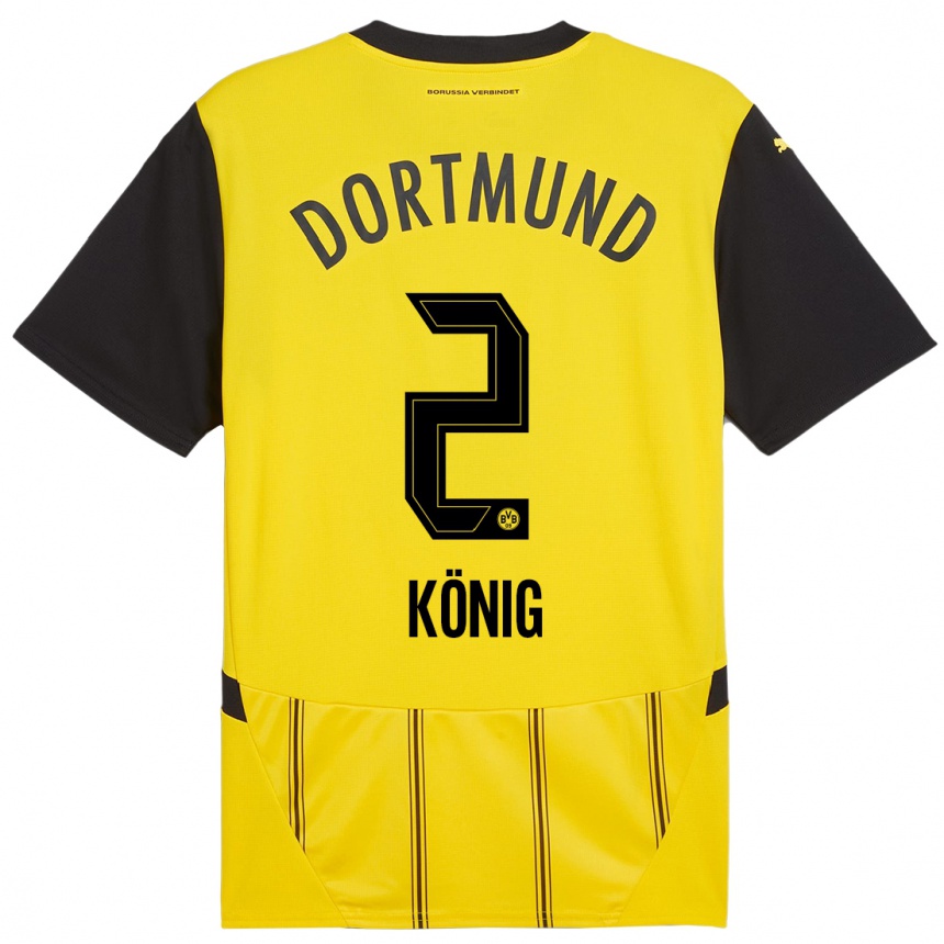 Kids Football Niklas König #2 Yellow Black Home Jersey 2024/25 T-Shirt Australia