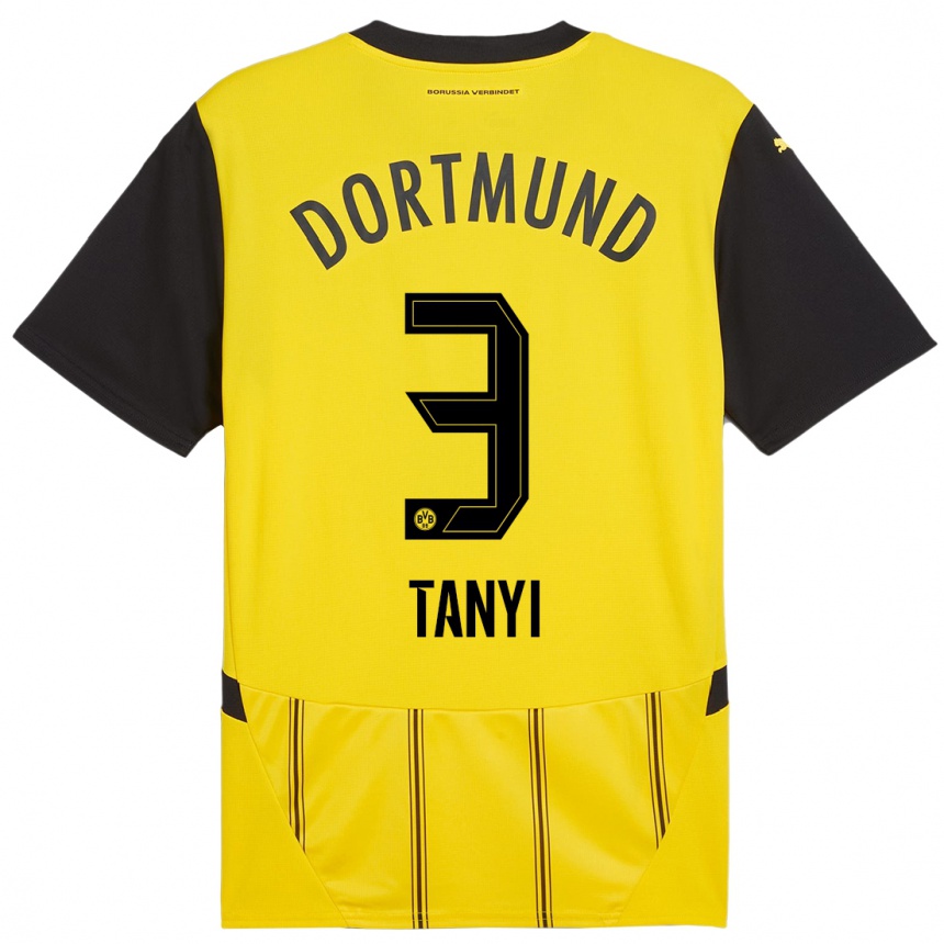 Kids Football Paul Tanyi #3 Yellow Black Home Jersey 2024/25 T-Shirt Australia